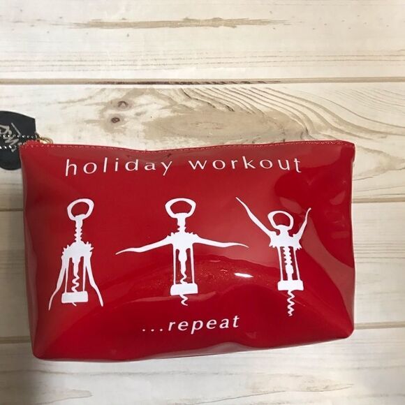 Handbags - NEW! Holiday Workout Cosmetic Bag-Red/ White